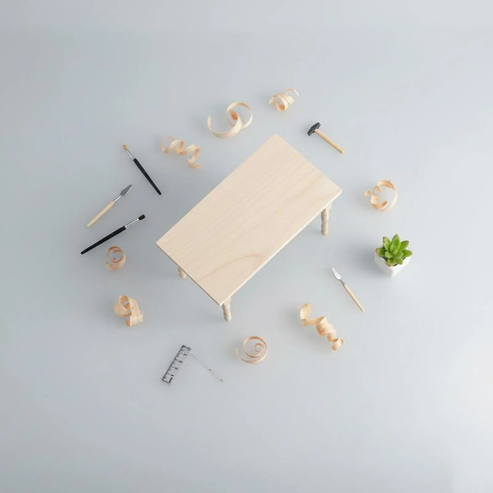 Mesa miniatura de madera para casa de muñecas – escritorio artesanal - imagen 5