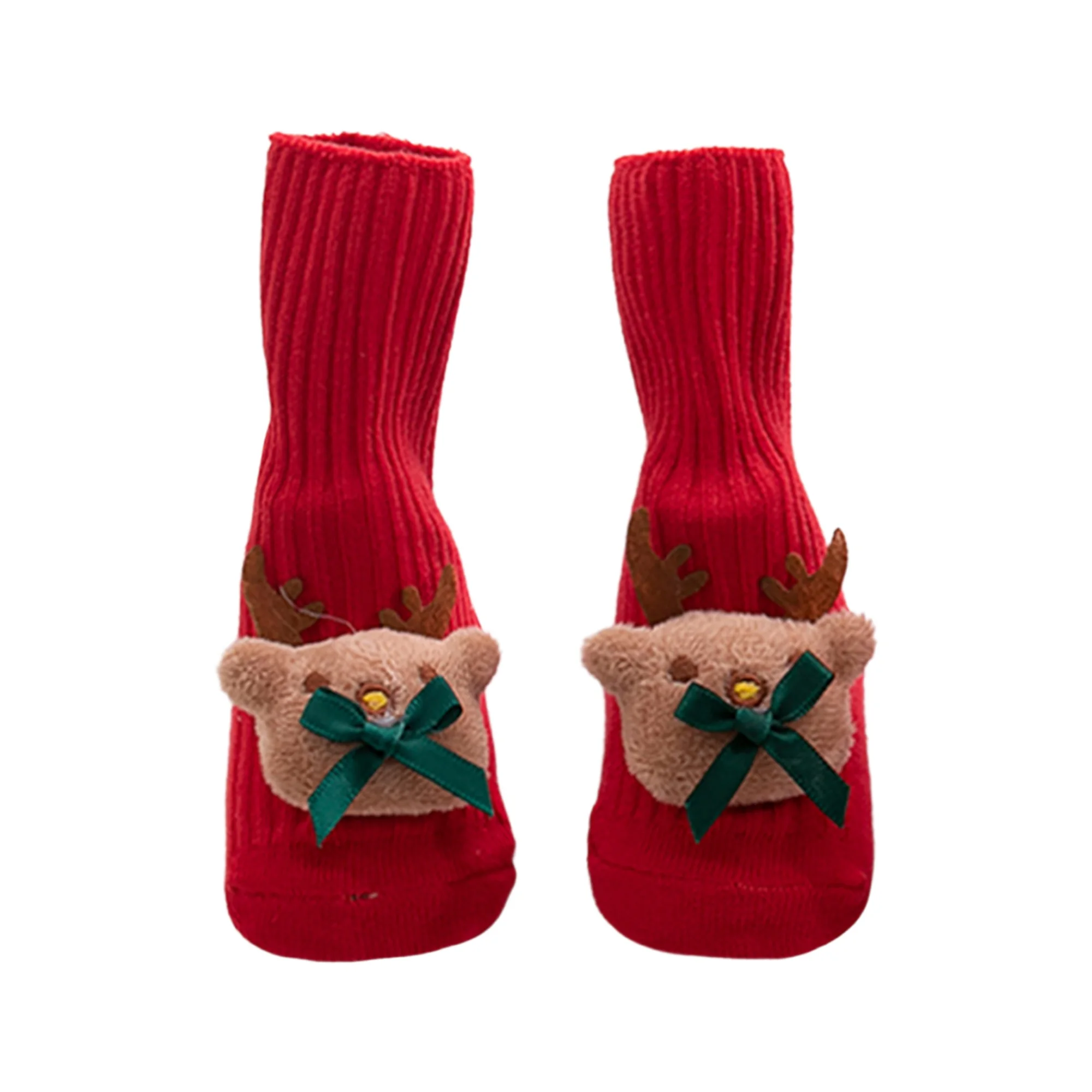 Calcetines navideños de bebé con motivo de reno y Papá Noel