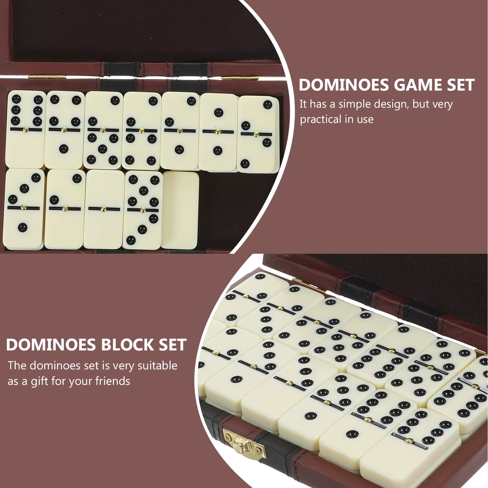 Juego de dominó con estuche de madera para niños y adultos - imagen 3