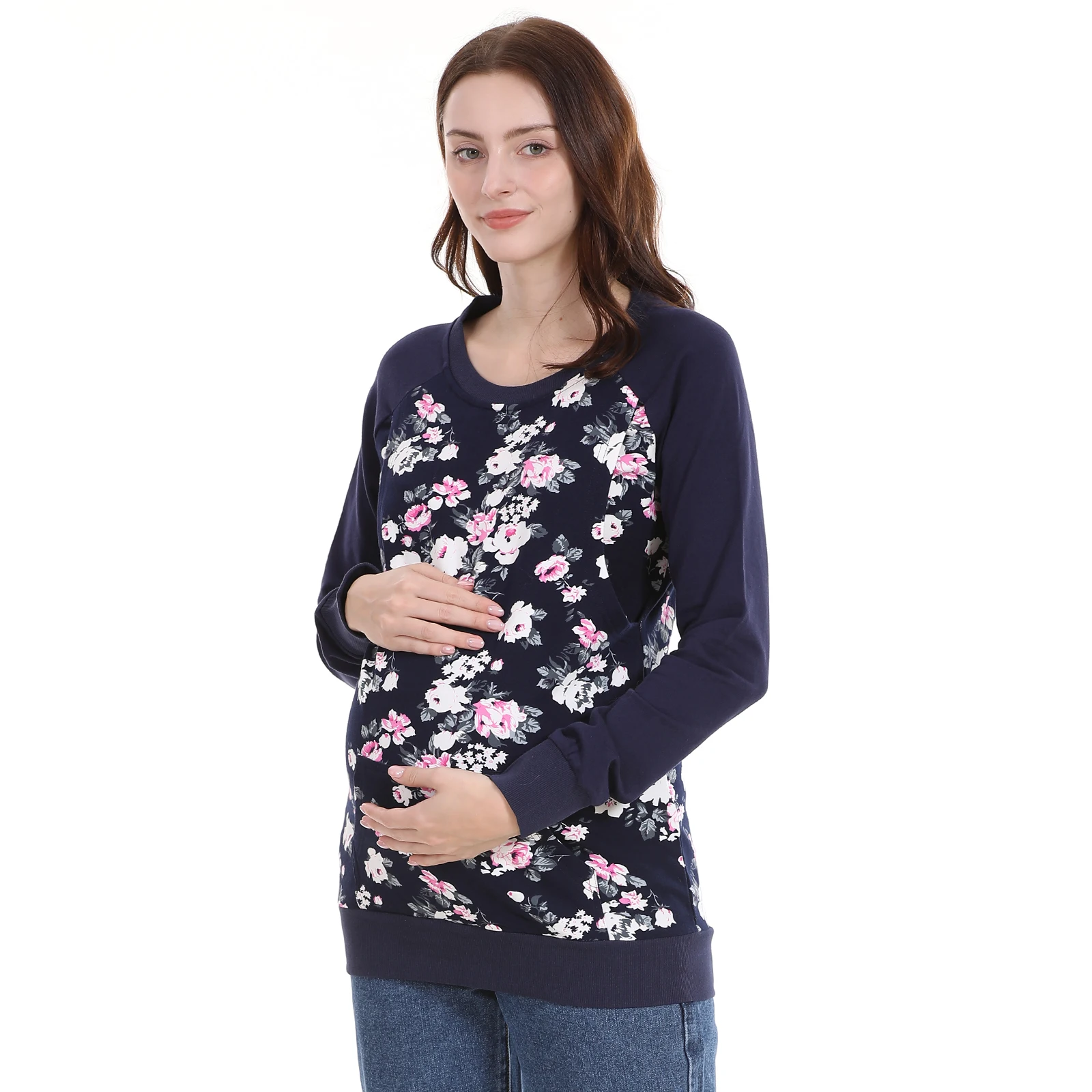 Sudadera de lactancia manga larga floral para otoño e invierno - imagen 2