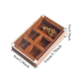 Caja para anillos de madera con ventana en nogal negro