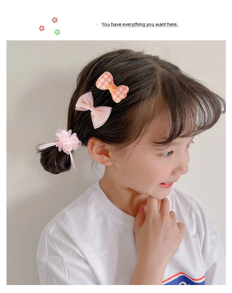 Horquilla con lazo princesa para niñas, flores de tela no daña cabello - imagen 3