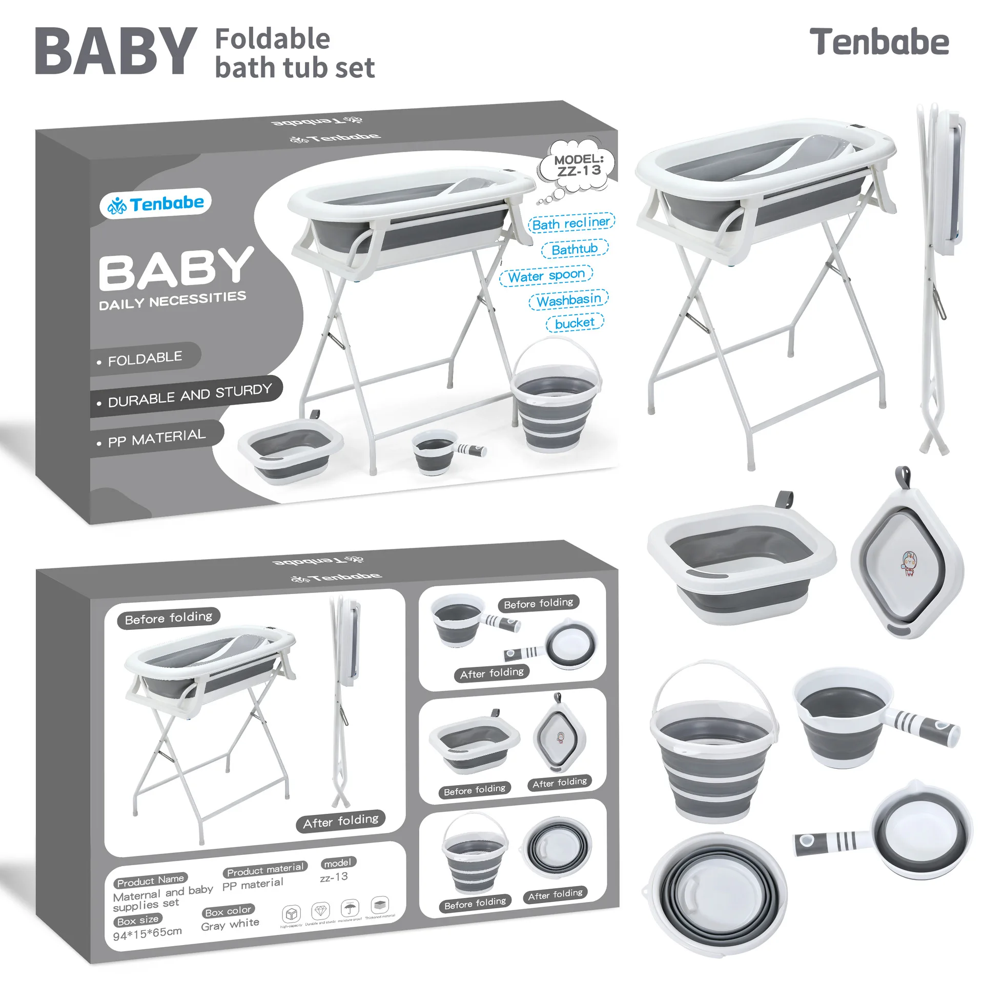 Soporte para bañera plegable de bebé recién nacido, mesa de baño - imagen 3