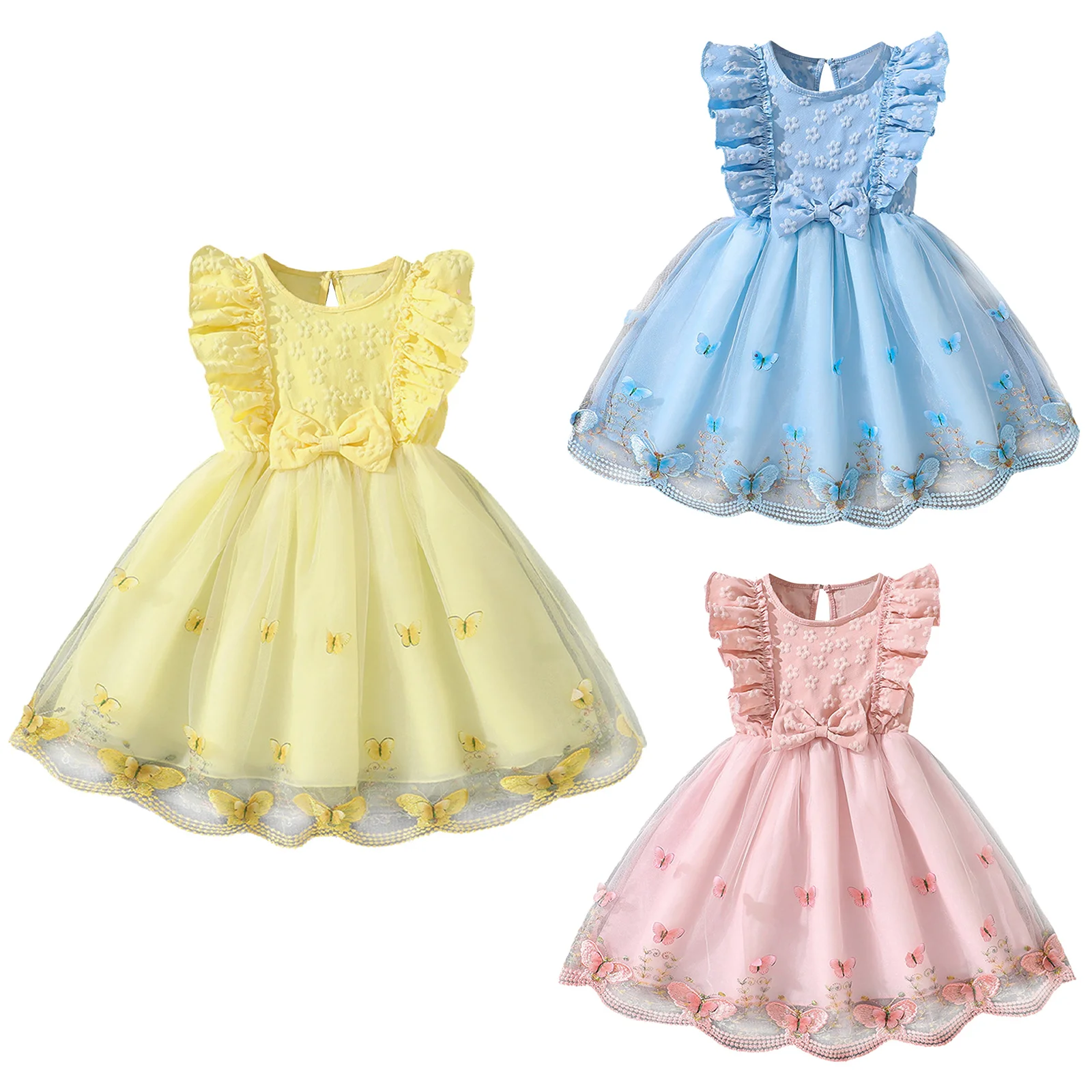 Vestido princesa niña floral sin mangas, tul con volantes - imagen 5
