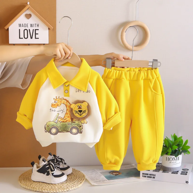 Conjunto de otoño para bebé: camiseta y pantalón con dibujos animados