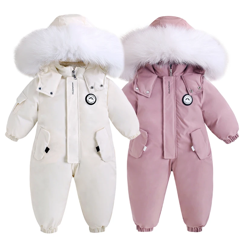 Traje de esquí bebé impermeable cálido acolchado en terciopelo - imagen 4