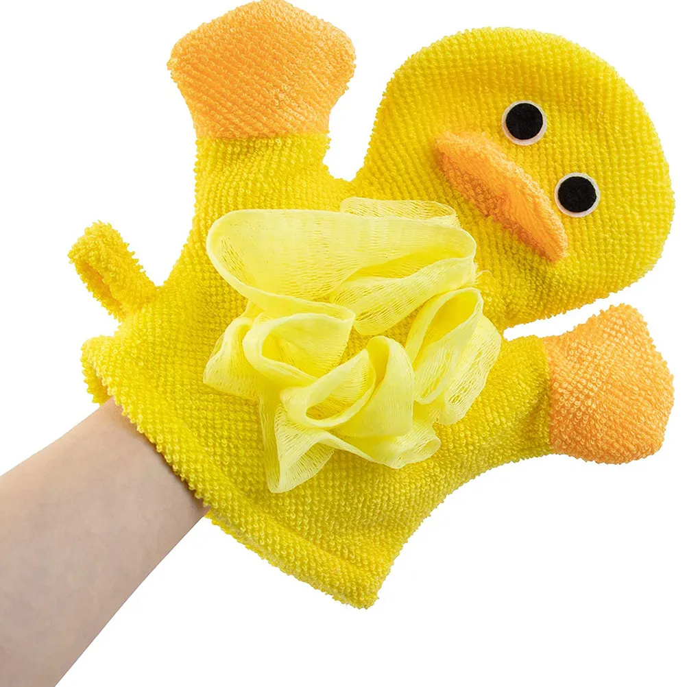 Guantes de baño infantiles con dibujos para exfoliación suave