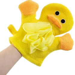 Guantes de baño infantiles con dibujos para exfoliación suave
