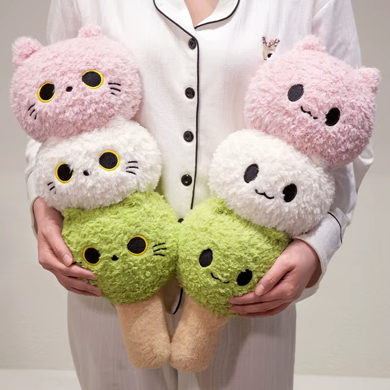 Peluche Tanghulu para gatos – Almohada larga con cara bordada