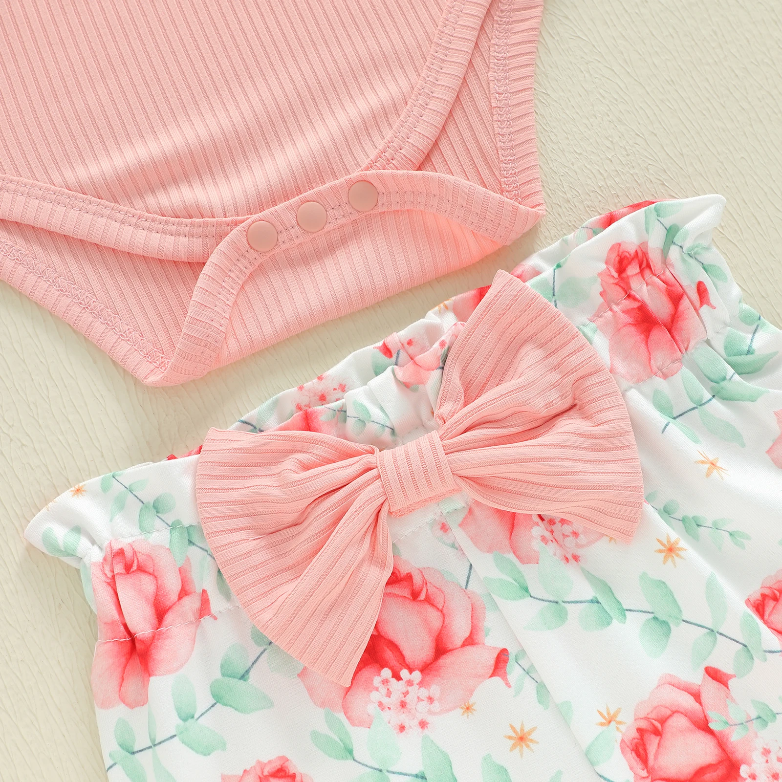 Tregren conjunto de bebé niña con pelele de manga larga floral - imagen 4