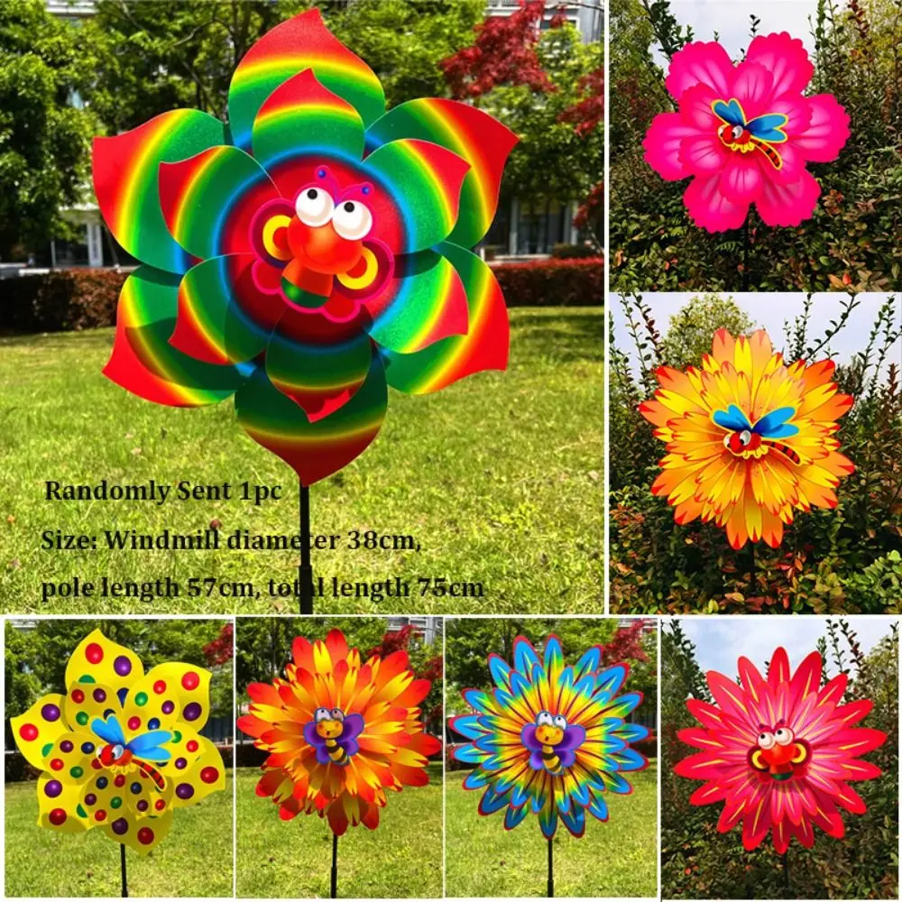 Molino de viento de abeja sonriente, diseño colorido