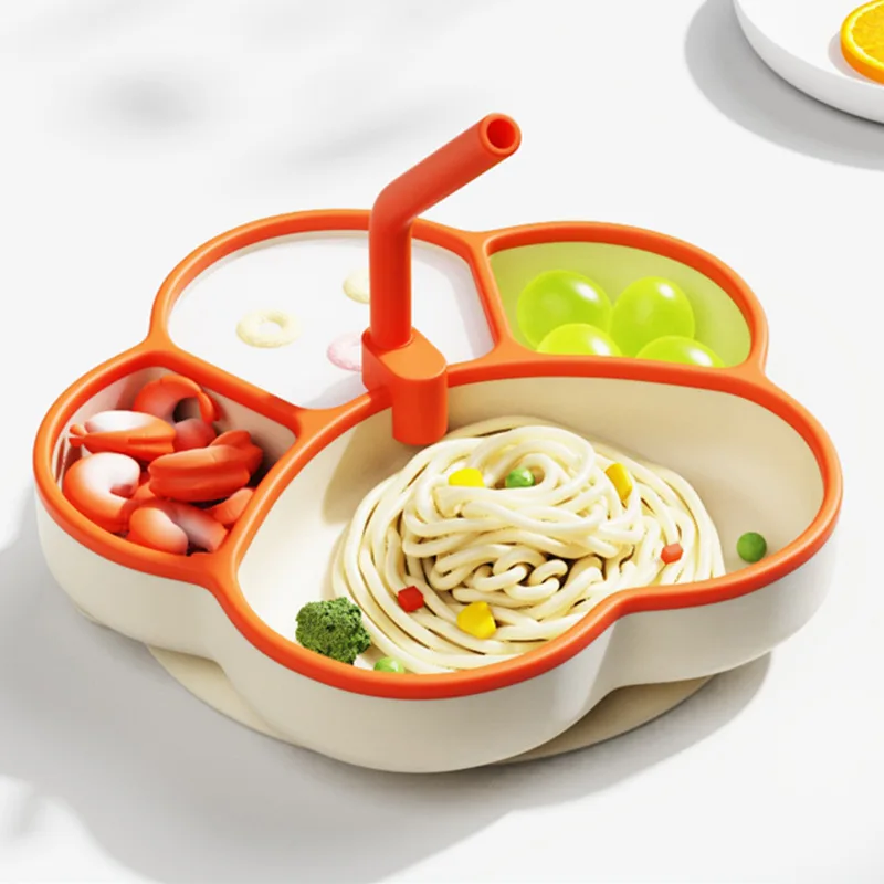 Plato de comedor de silicona con succión para bebé – dibujos animados - imagen 3