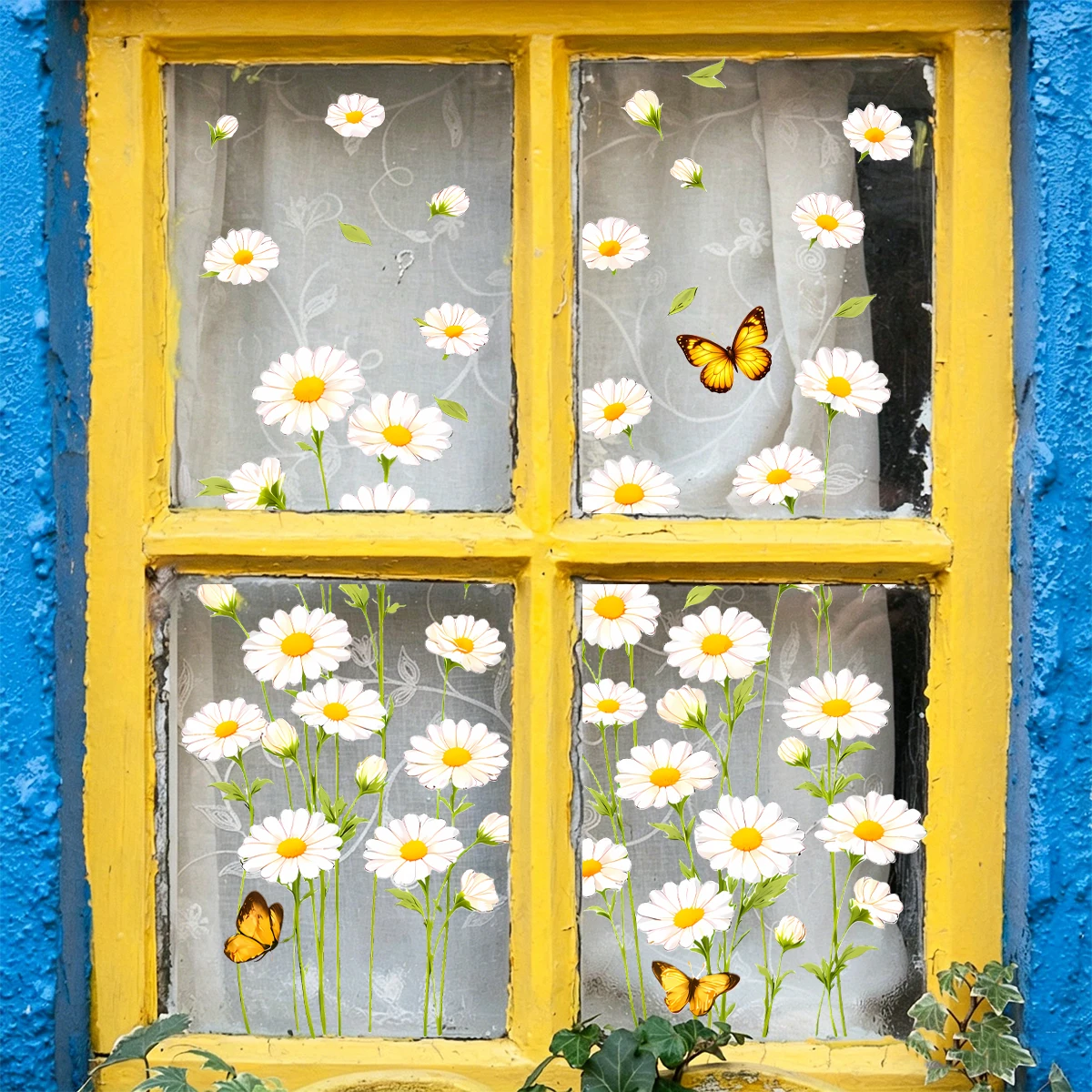 Pegatinas para ventanas con margaritas y mariposas, estáticas - imagen 5