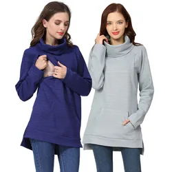 Abrigo de lactancia cuello tortuga y sudadera capucha para invierno