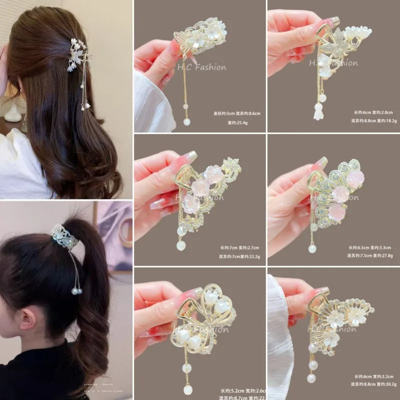 Pinza de pelo vintage roja flocada para niñas – estilo cola - imagen 2
