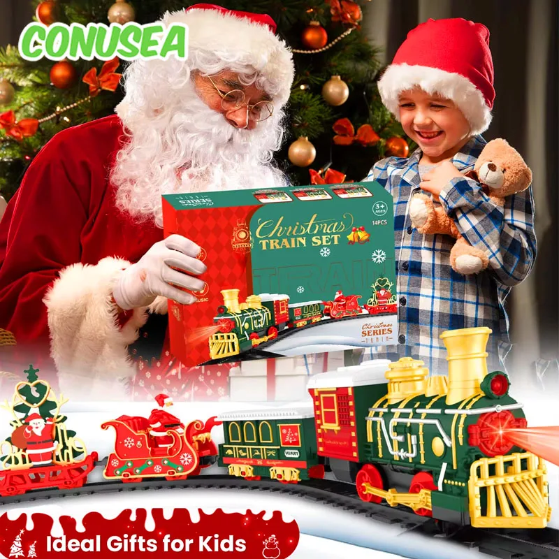 Tren de juguete eléctrico con música y coche clásico de Navidad - imagen 2