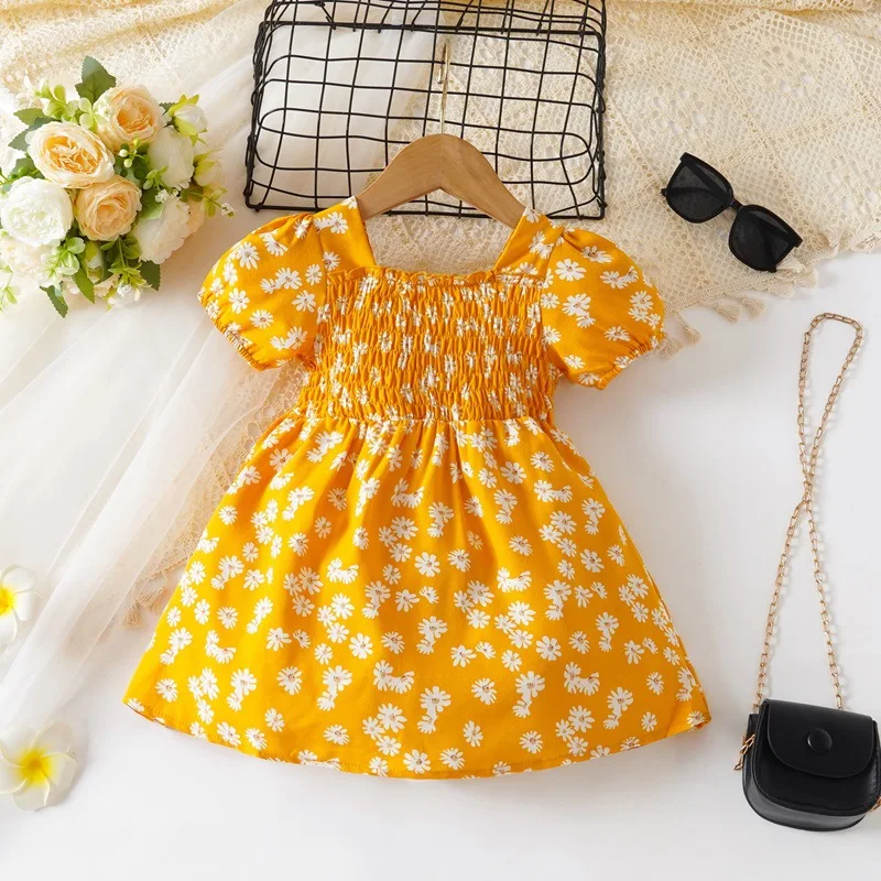 Vestido bebé niña floral de verano con mangas abullonadas - imagen 4