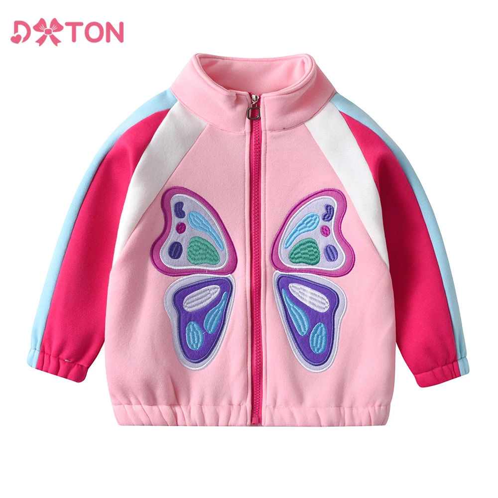 DXTON Chaqueta de algodón con cremallera para niña – Mariposa otoño - imagen 2