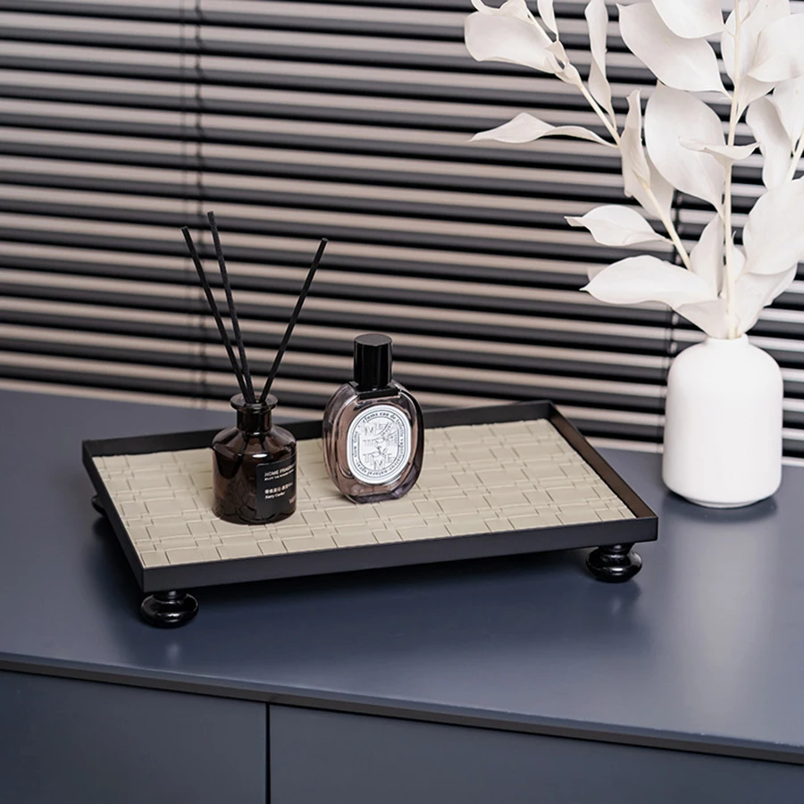 Organizador de baño nórdico de metal y cuero para joyas y accesorios - imagen 3