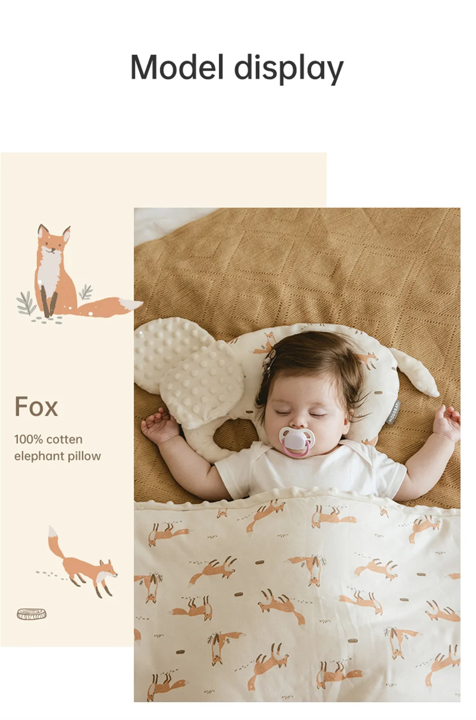 Almohada Doudou zorro vista frontal