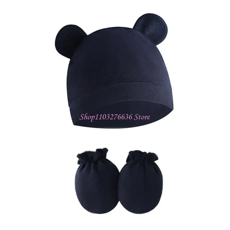 Guantes antiarañazos y gorro para recién nacido, set protector