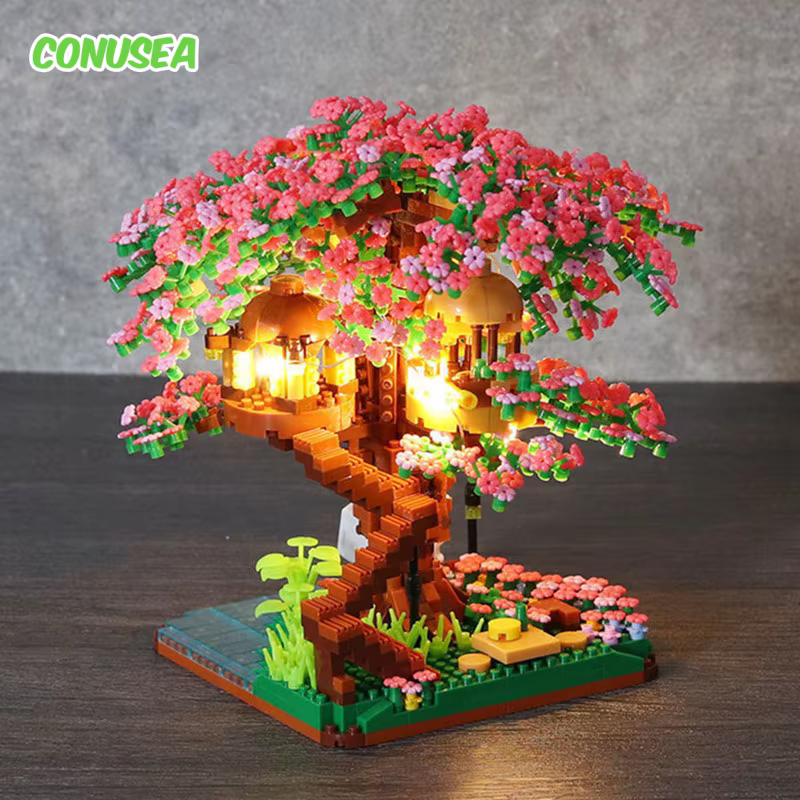 Juego de bloques de construcción árbol flor de cerezo con luz - imagen 5
