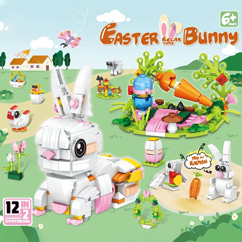 Bloques de construcción conejo de Pascua educativo montaje - imagen 4