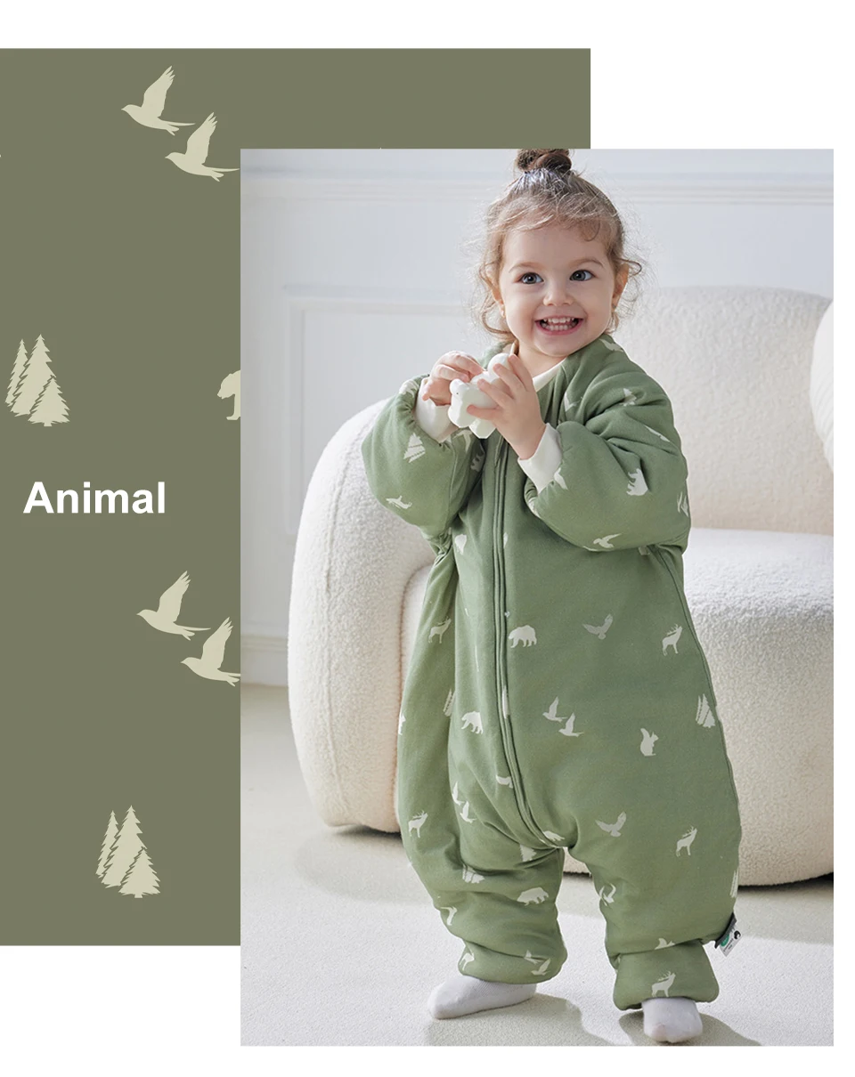 Saco de dormir verde Veggie con estampado infantil