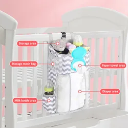 Organizador de cuna colgante para pañales y ropa de bebé