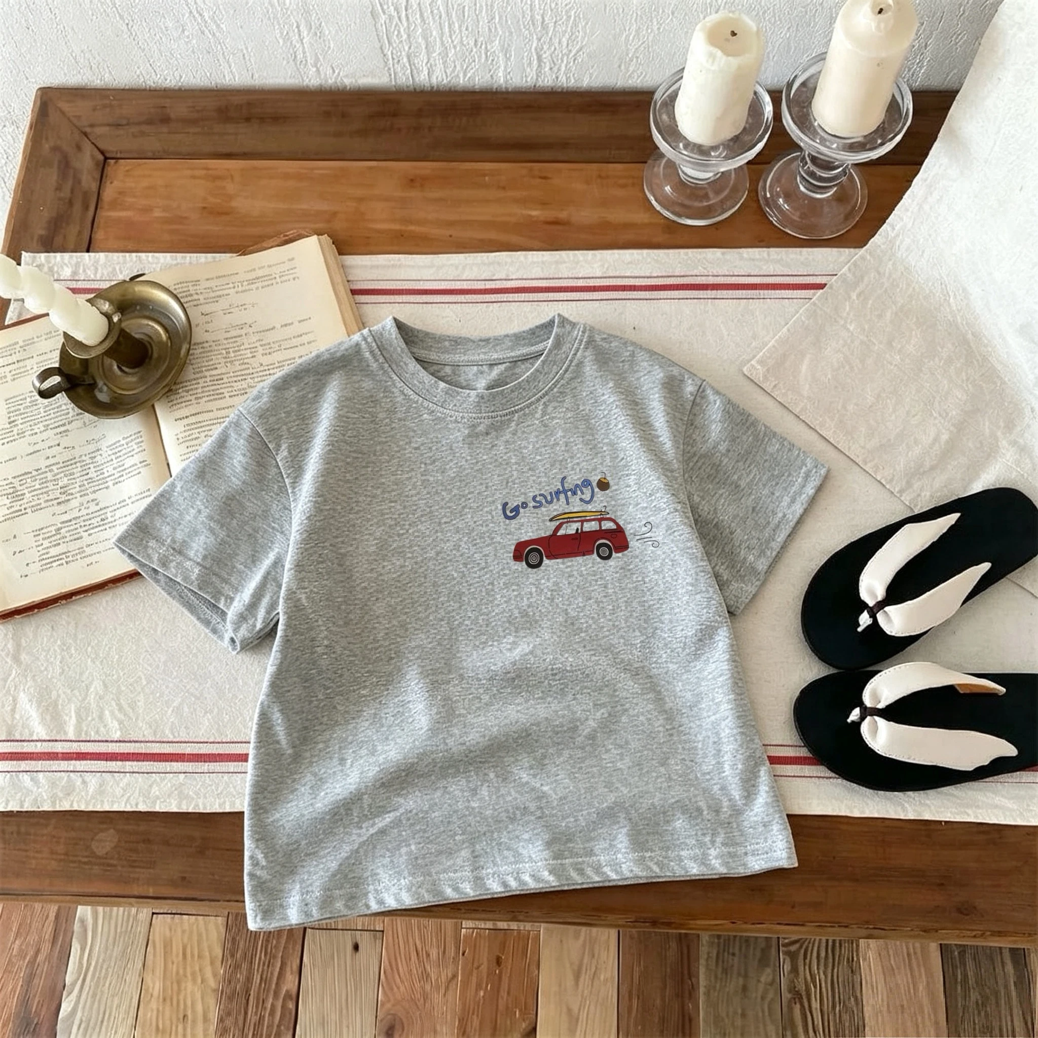 Camisetas de manga corta infantiles de algodón, cuello redondo - imagen 5