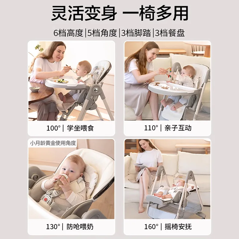 Trona portátil con ruedas para bebé reclinable y ajustable - imagen 5