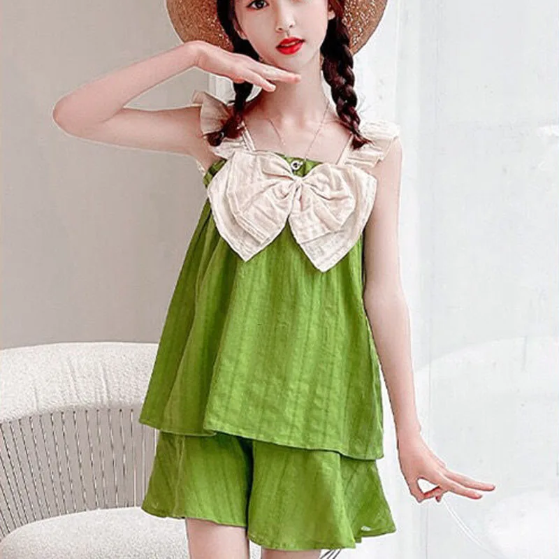 Pijama de tirantes en algodón con lazo para niña – Estilo princesa - imagen 5
