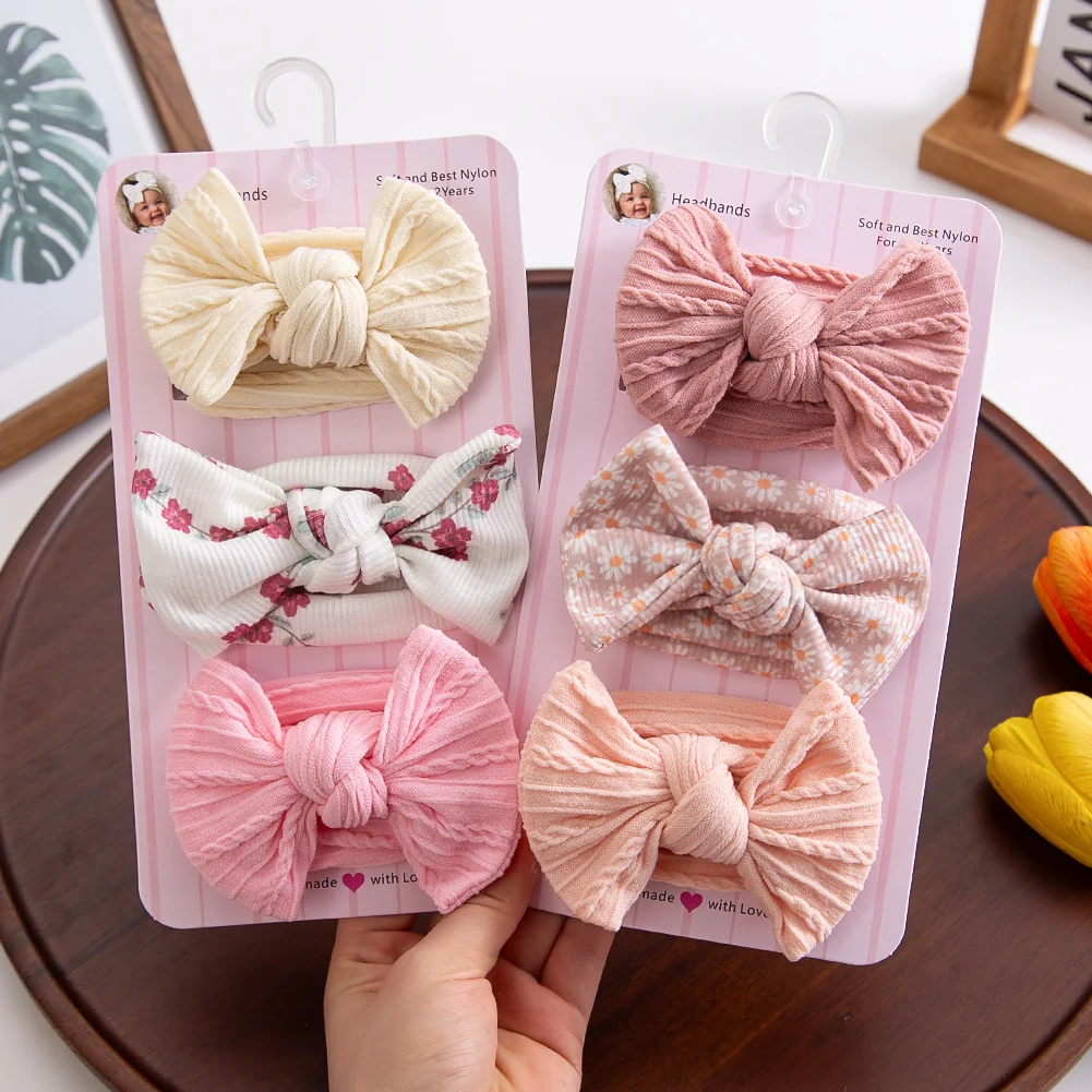 Diademas elásticas vintage para bebé niña con flores y lazos - imagen 2