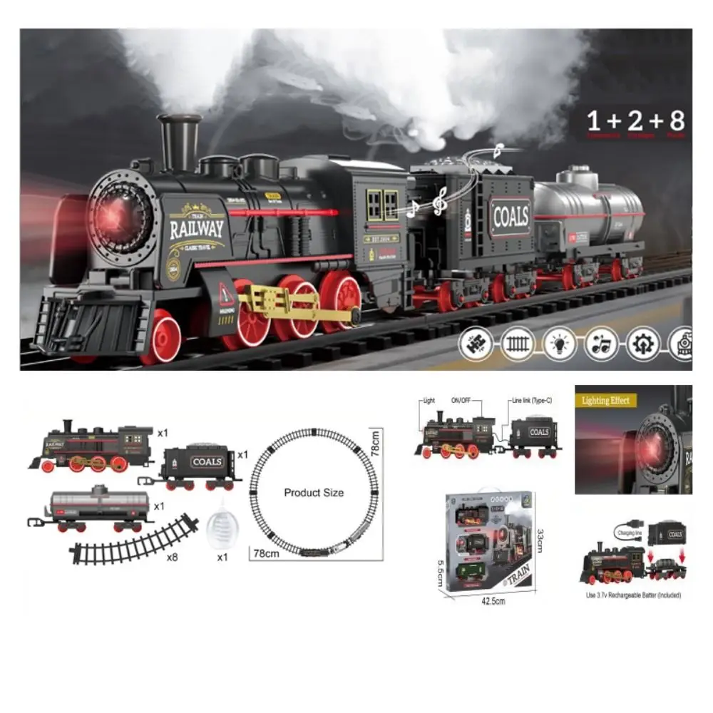 Tren de vapor retro con sonido y carril eléctrico kit de montaje - imagen 5