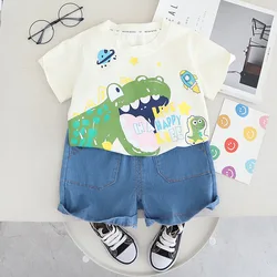 Conjunto de verano para niño pequeño con camiseta y short de mezclilla