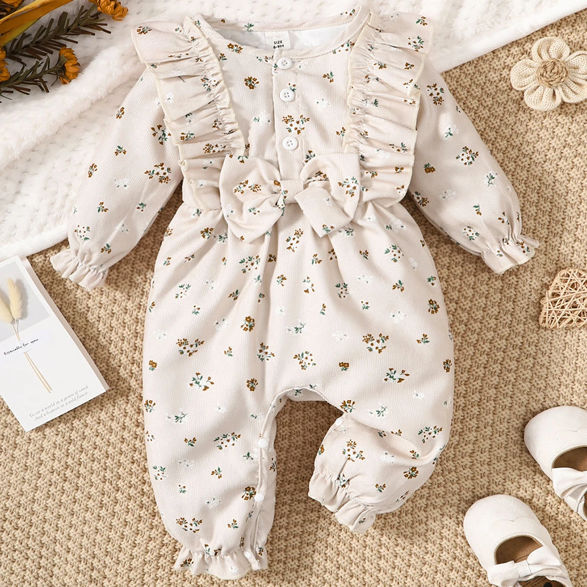 Body floral manga larga para niña pequeña con volantes – 3-24 meses - imagen 2