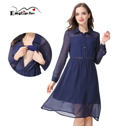Vestido de lactancia en chifón premamá manga larga