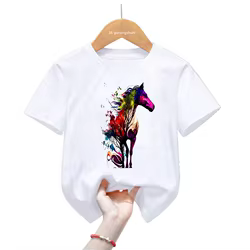 Camiseta infantil manga corta con estampado animal para niños