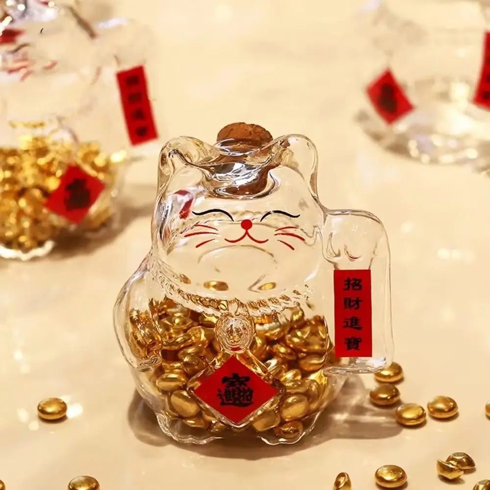 Hucha de cristal con gato de la suerte decorativa para regalo - imagen 2
