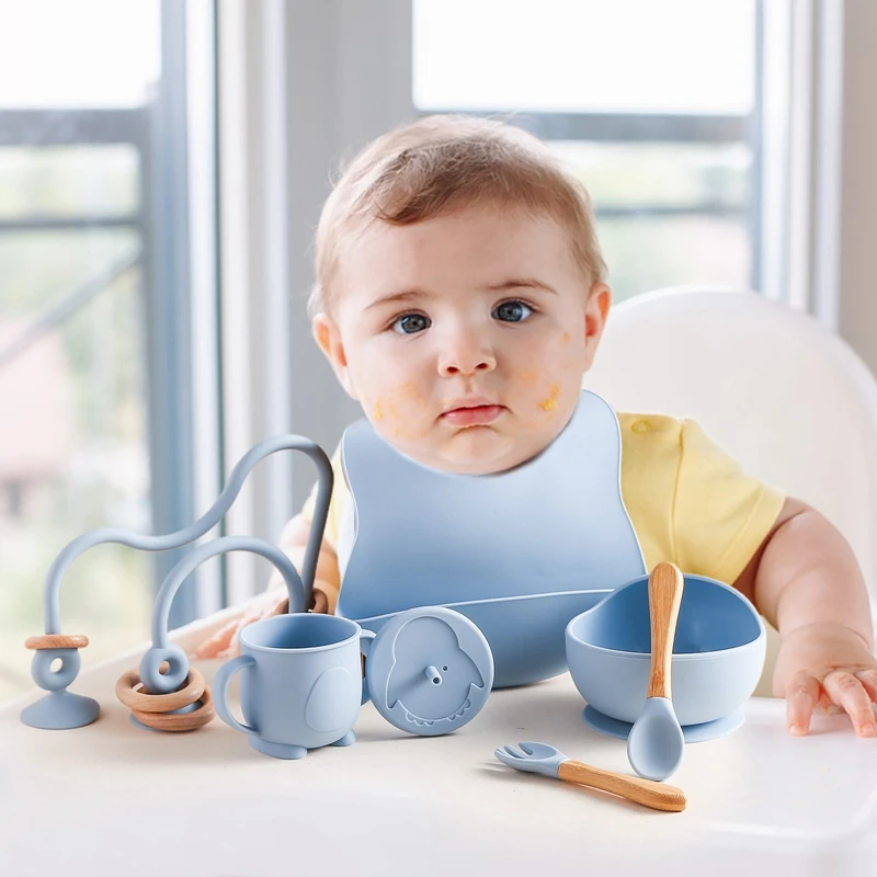 Plato de comedor de silicona para bebé con ventosa