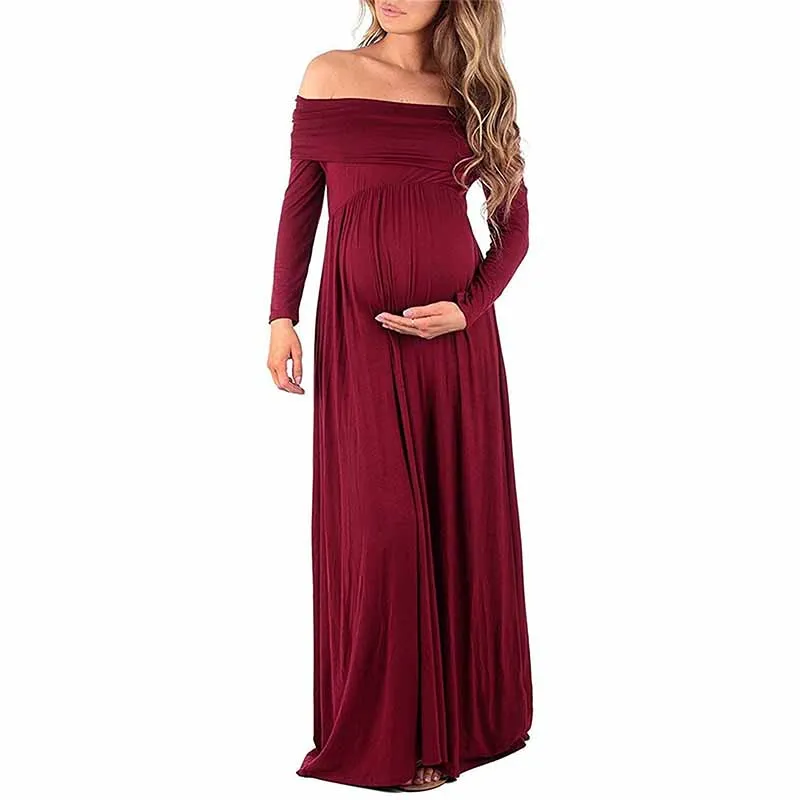 Vestido premamá manga larga para fotos de primavera casual - imagen 3