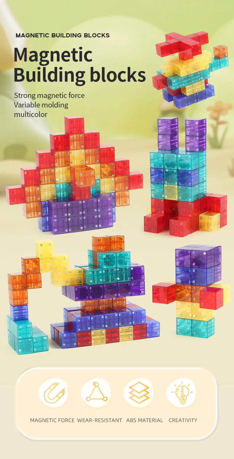 Cubos magnéticos transparentes para juego