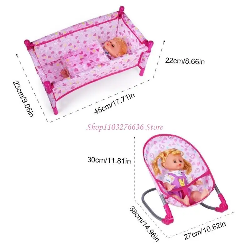 Cuna plegable para muñecas, juego de simulación en casa infantil - imagen 5