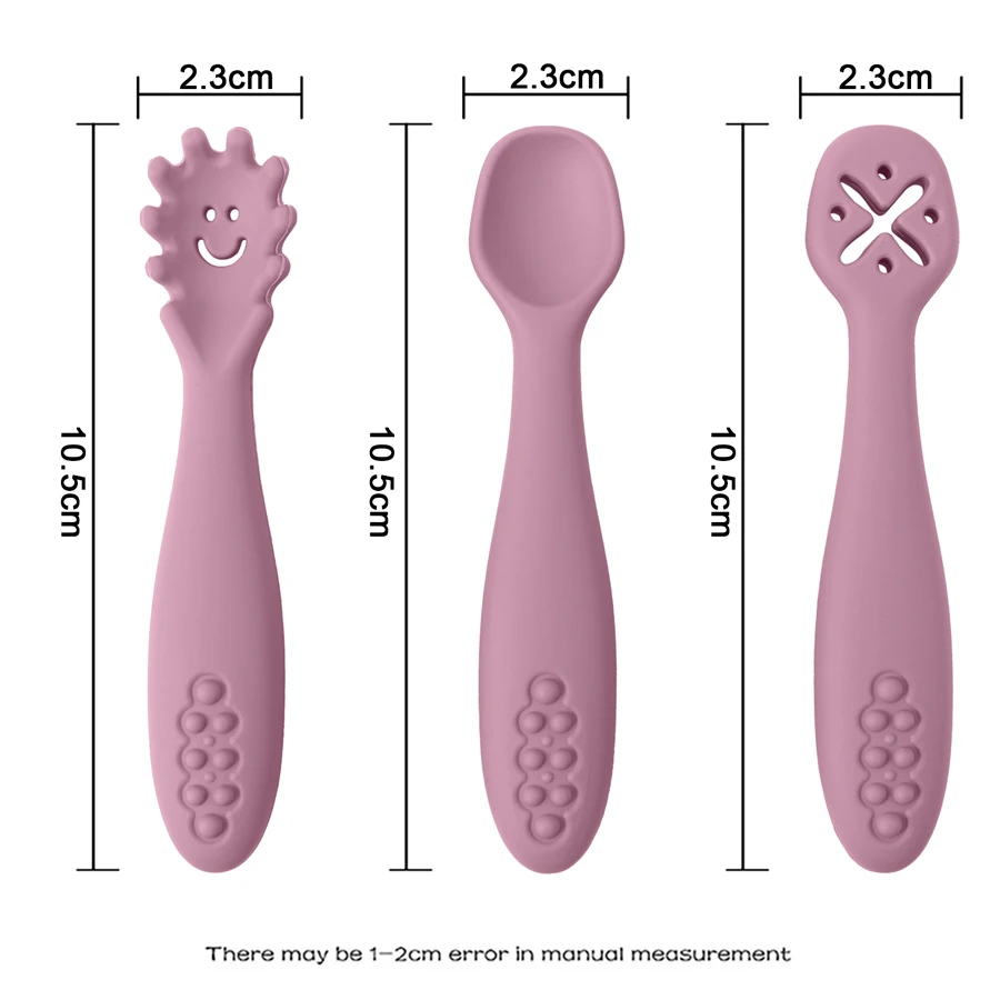 Cucharas vistas desde diferentes ángulos mostrando el diseño seguro