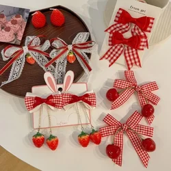 Horquillas forma cereza para niña – Pasadores de tela con lazo