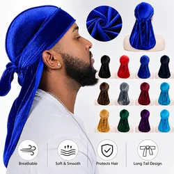 Durag de terciopelo con cola larga suave y transpirable