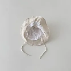 Sombrero de sol bebé tipo bucket en algodón y lino, ala ancha