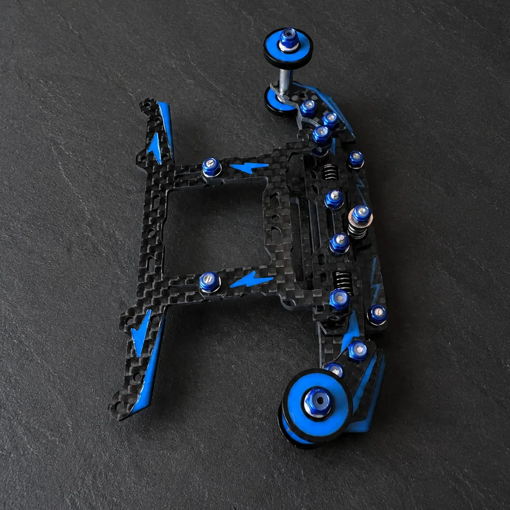 MINI 4WD coche de carreras rosa fluorescente hecho a mano - imagen 2
