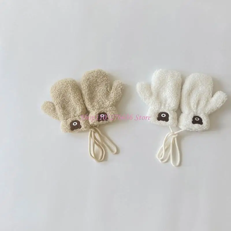 Guantes sin dedos para bebés, con cordón para llevar al cuello - imagen 4