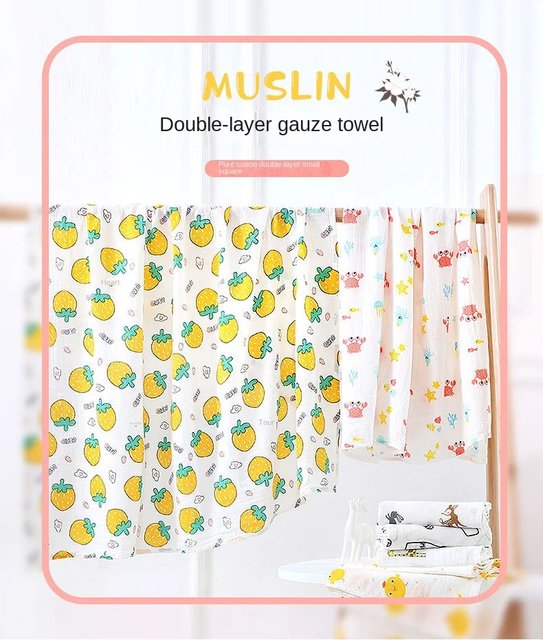 Toalla gasa algodón reversible capucha bebé